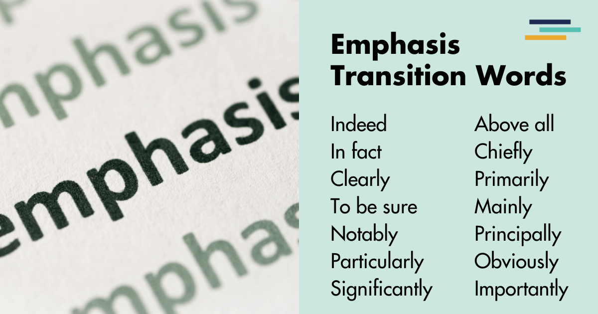 emphasis transition words